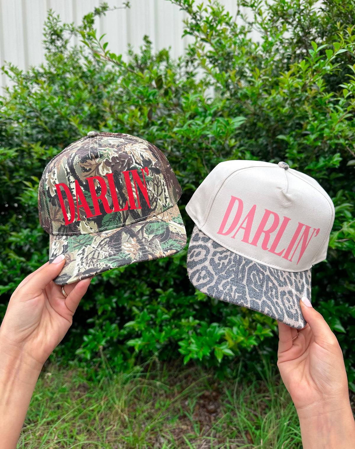 Darlin' Pink Washed Leopard Trucker Hat detail view by Southern Bliss Company