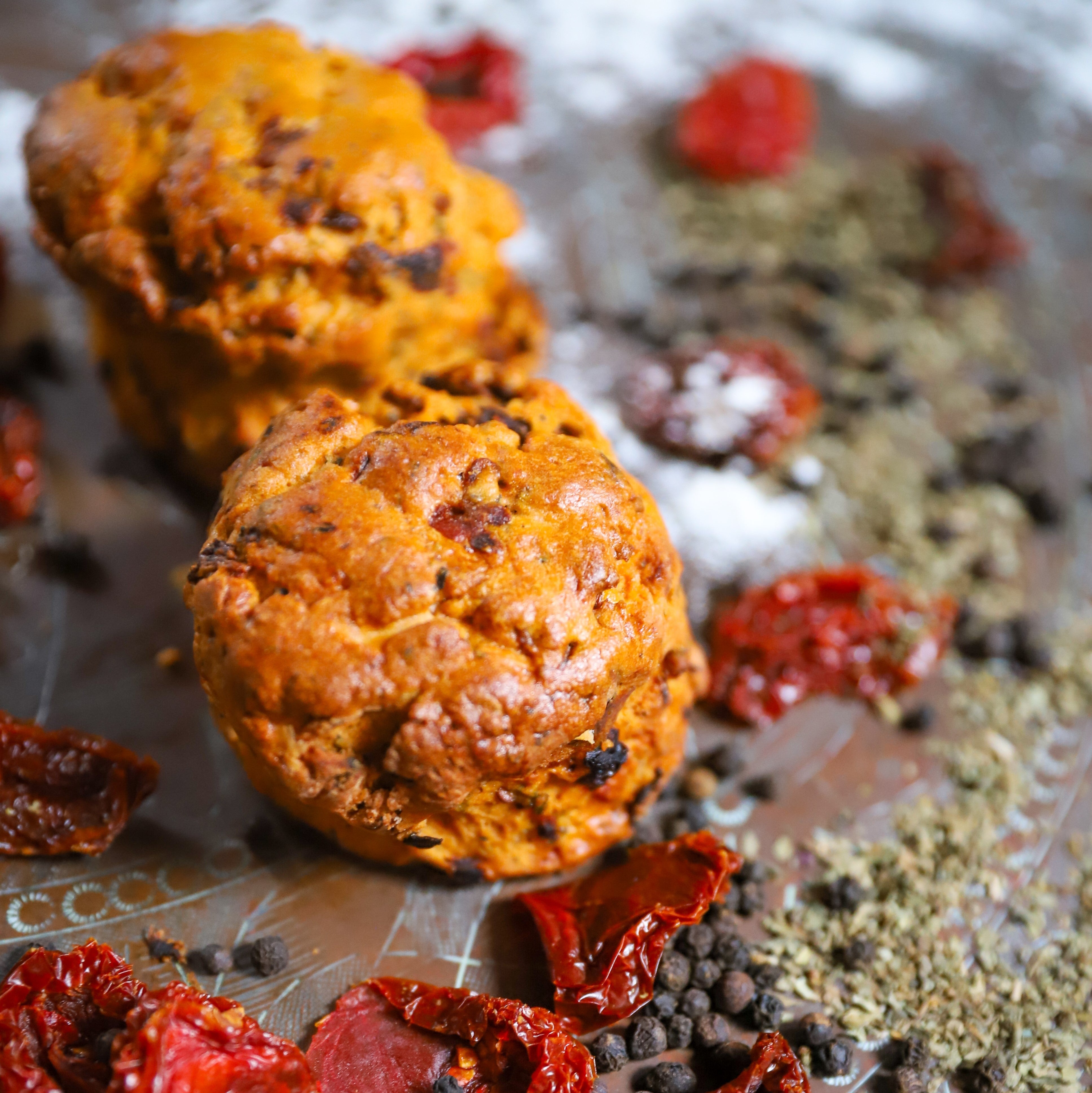Sun Dried Tomato, Basil & Black Peppercorn Scones
