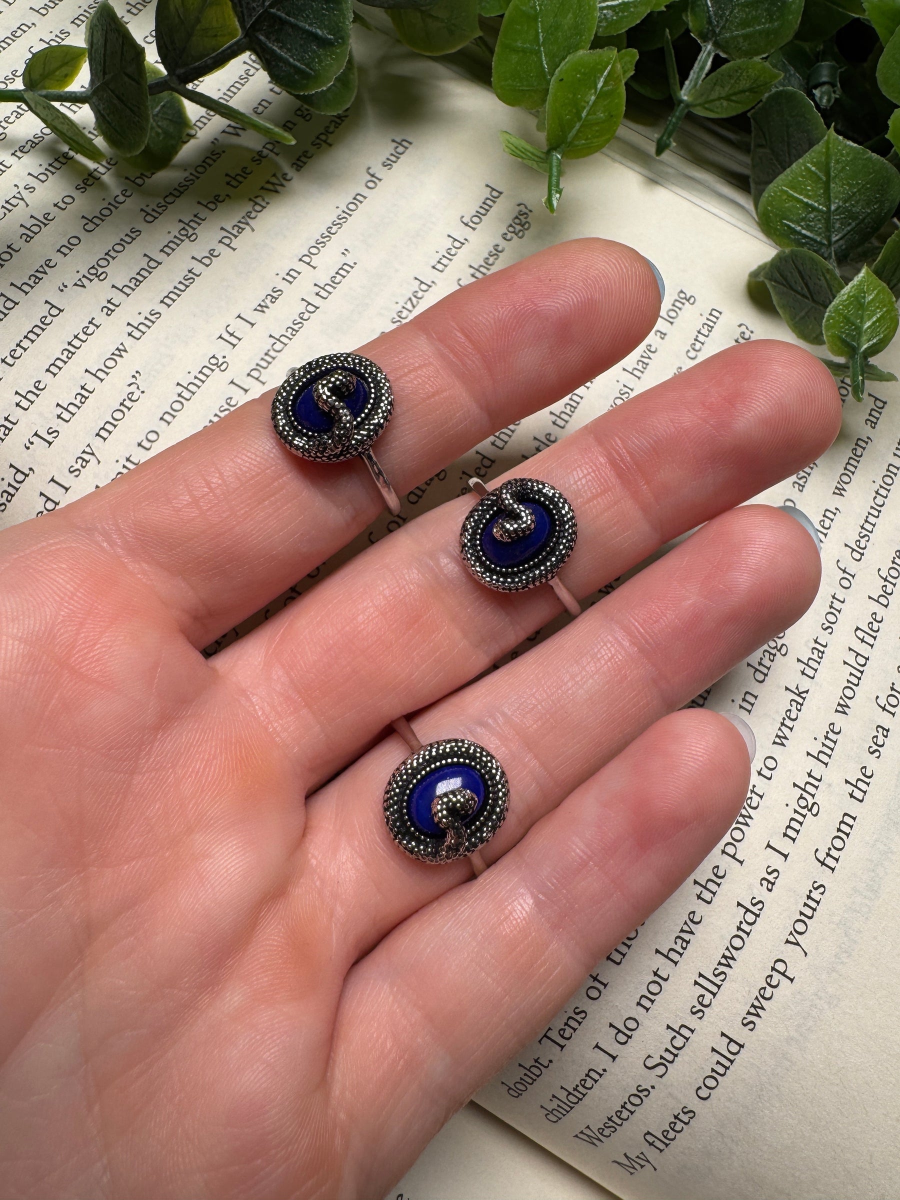 Lapis Snake Adjustable Ring