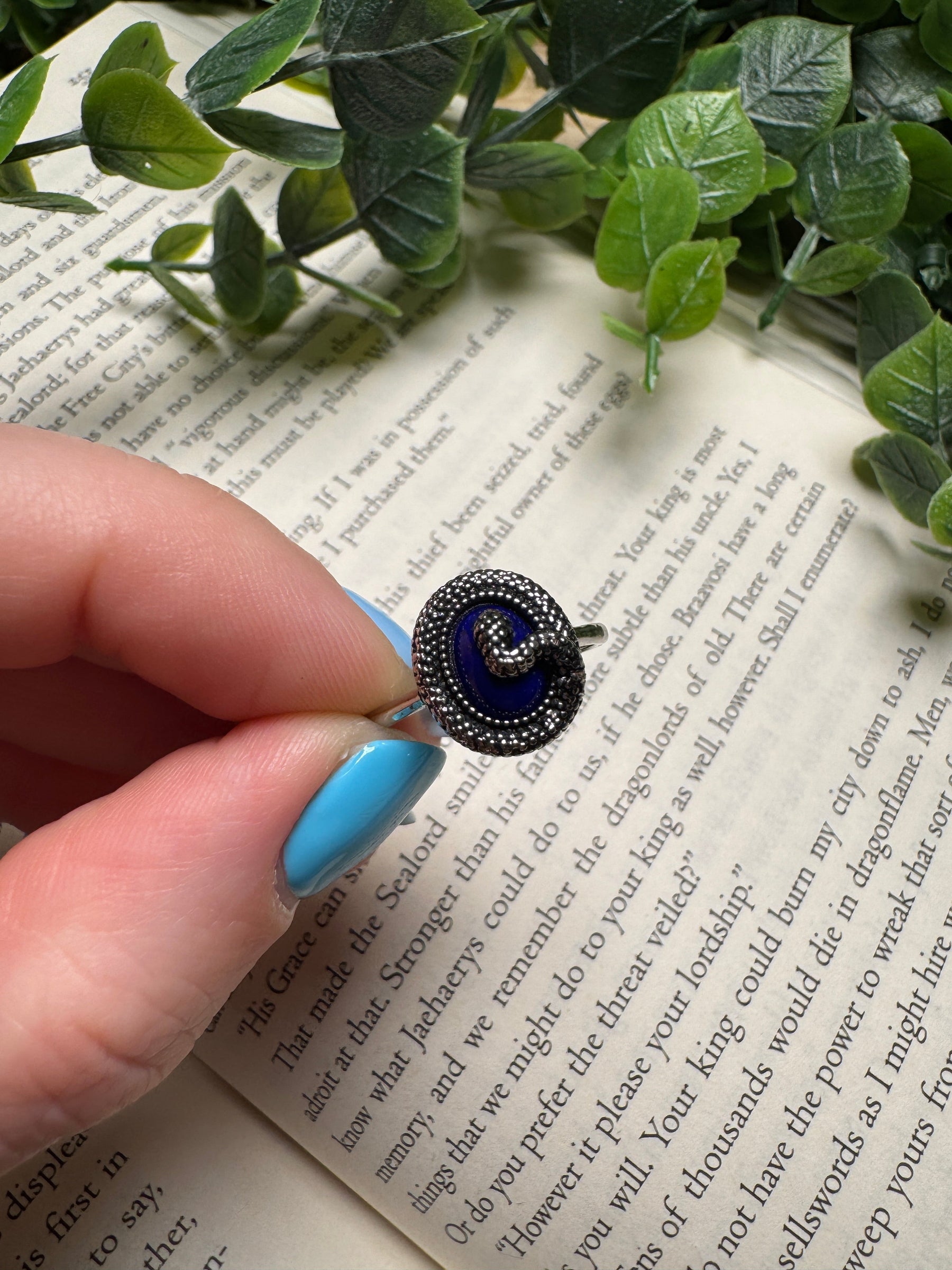 Lapis Snake Adjustable Ring
