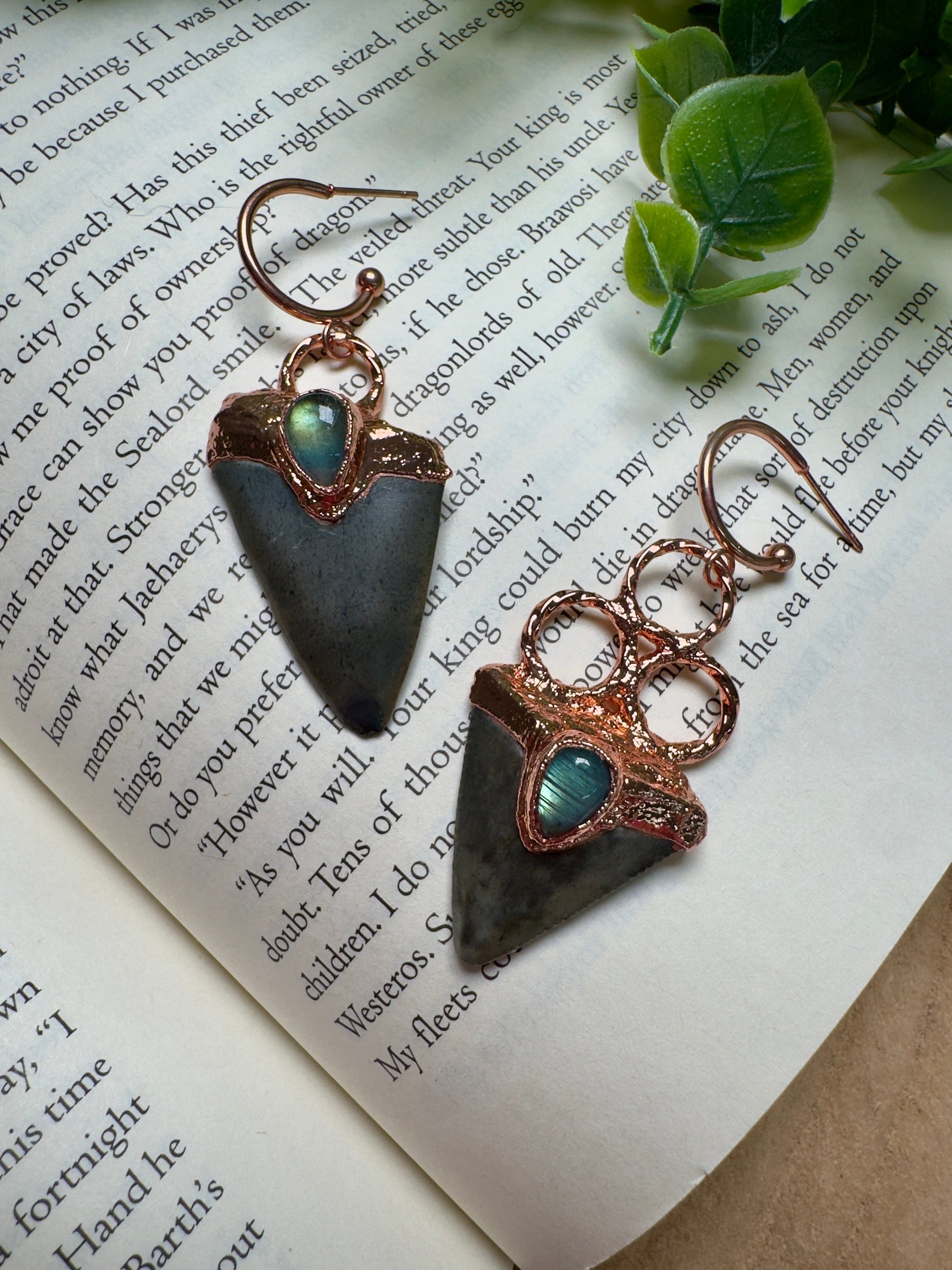 Sharks Teeth and Labradorite Earrings