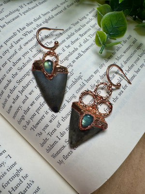 Sharks Teeth and Labradorite Earrings