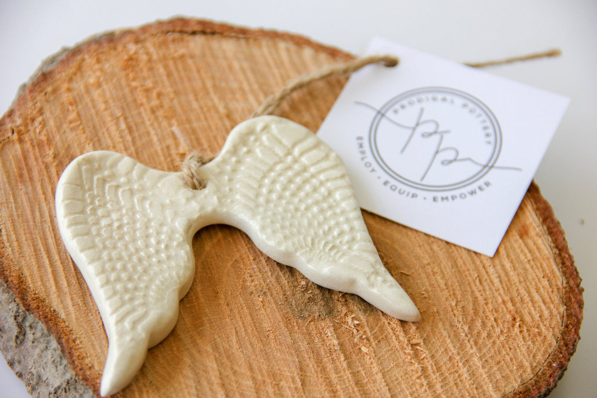 Prodigal Pottery Angel Wing Ornament — product view 2