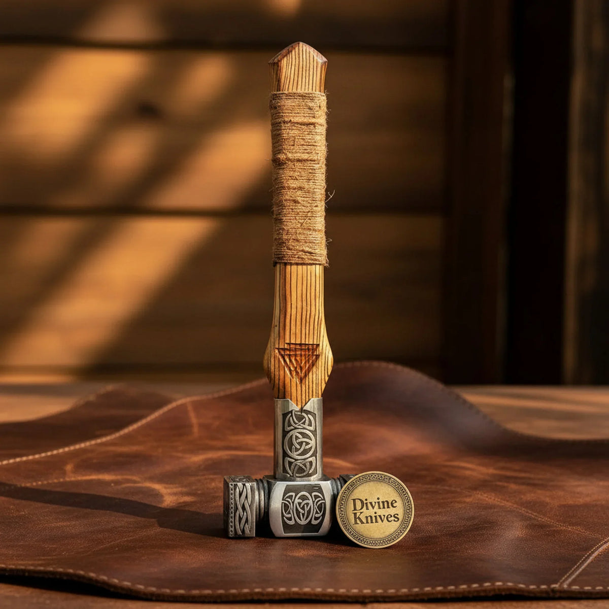 Norse Viking Sledgehammer with Wood Handle and Leather Holder