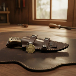 Ramhorn Drop Point Bushcraft Hunter with Natural Horn Handle