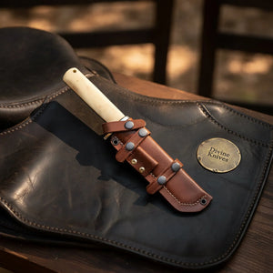Camel Bone Japanese Tanto Knife with Angled Tip and Bone Handle