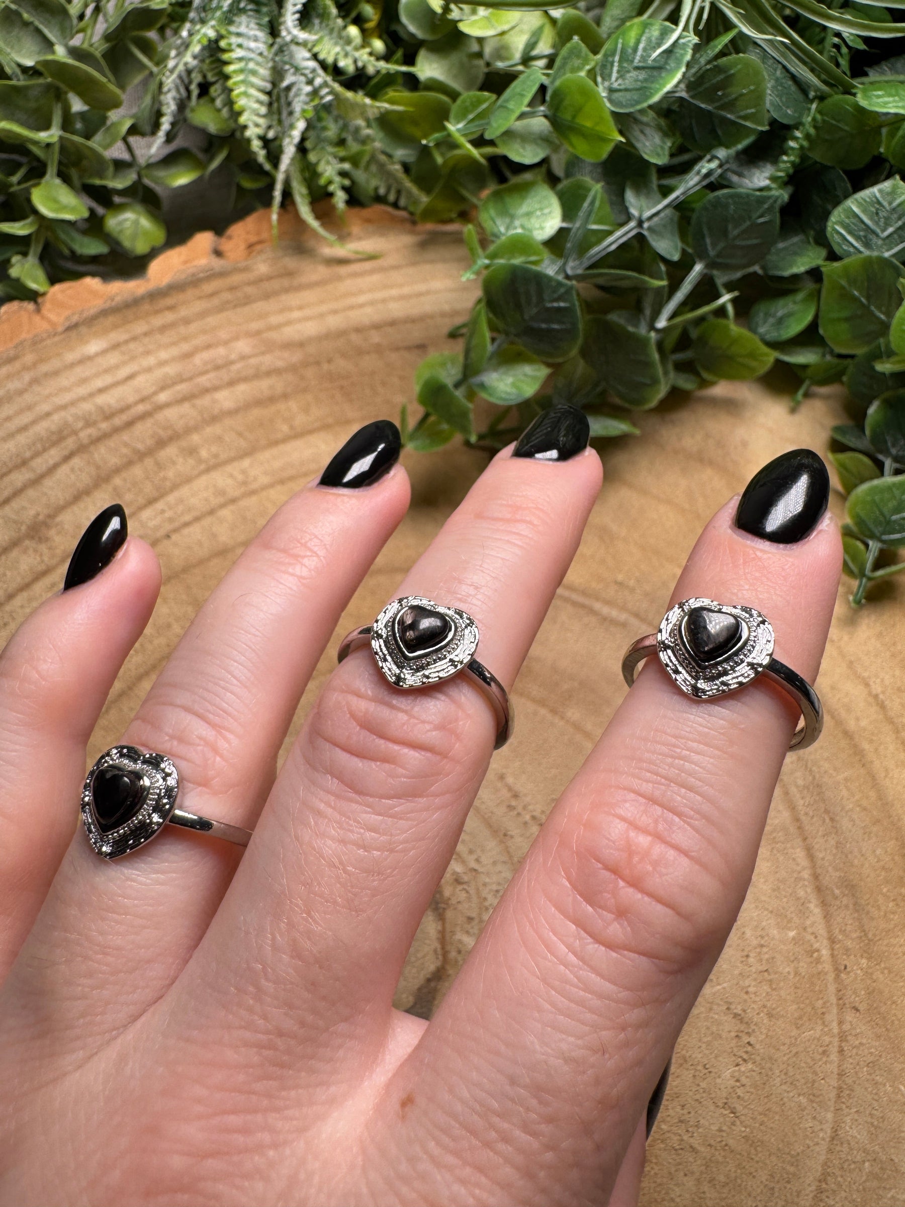Hypersthene Heart Ring Adjustable