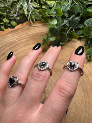 Hypersthene Heart Ring Adjustable
