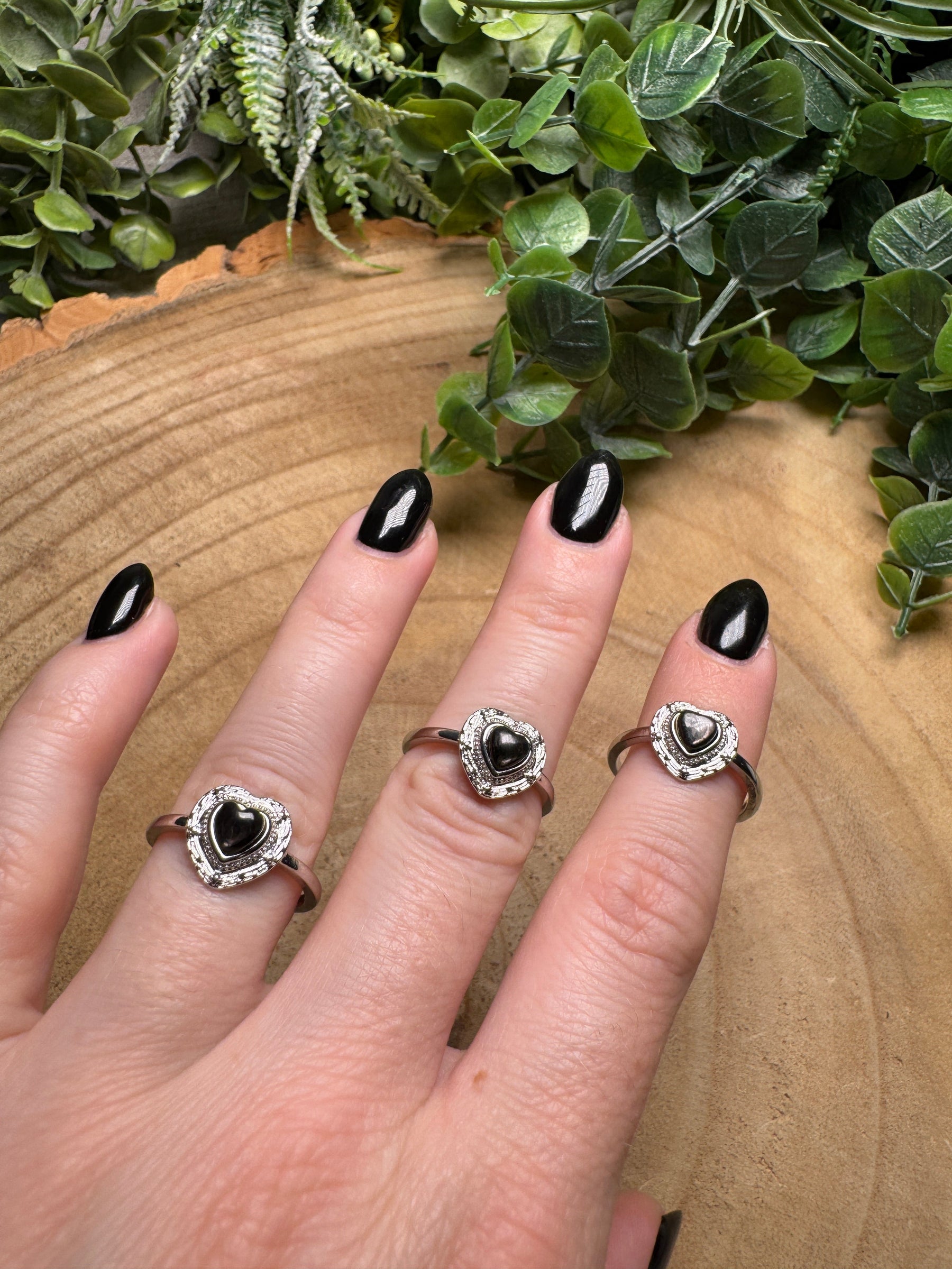 Hypersthene Heart Ring Adjustable