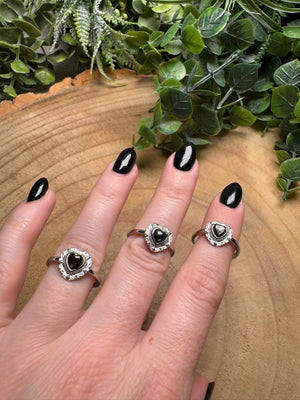 Hypersthene Heart Ring Adjustable