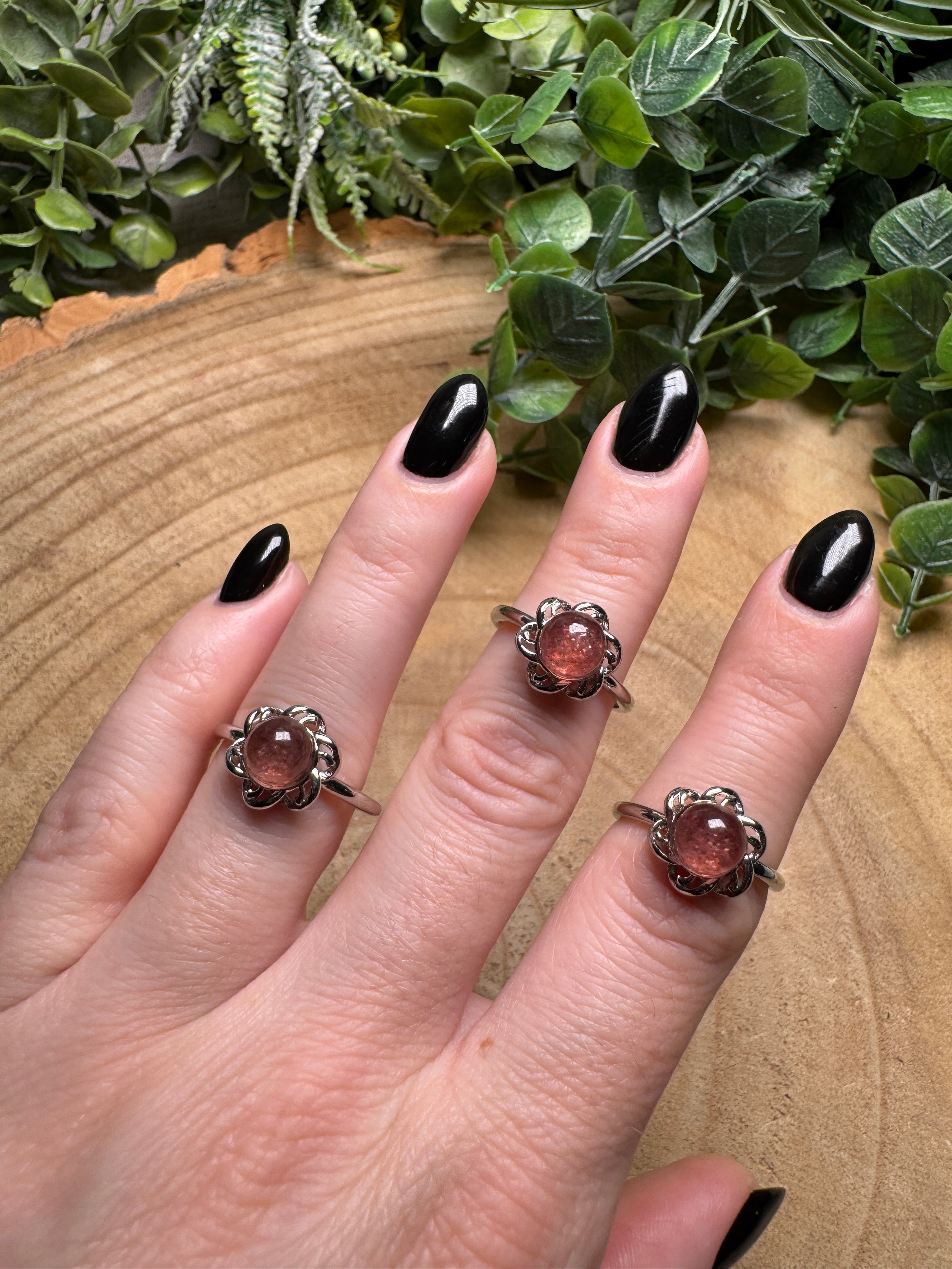 Strawberry Quartz Ring Adjustable
