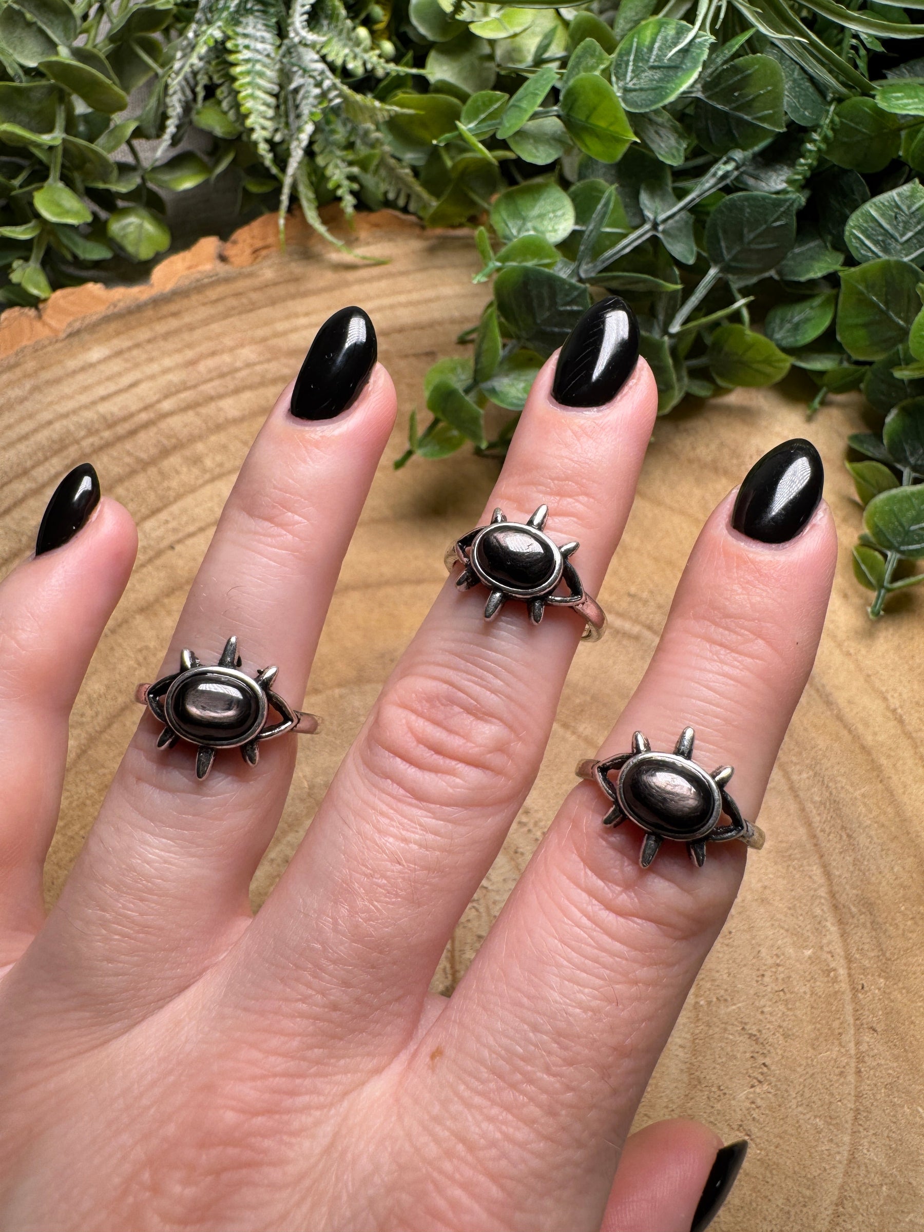 Hypersthene Evil Eye Ring Adjustable