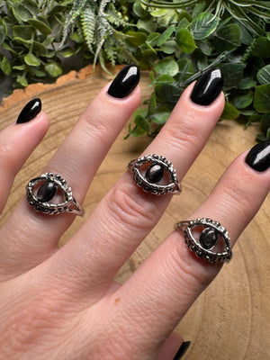 Hypersthene Evil Eye Ring Adjustable