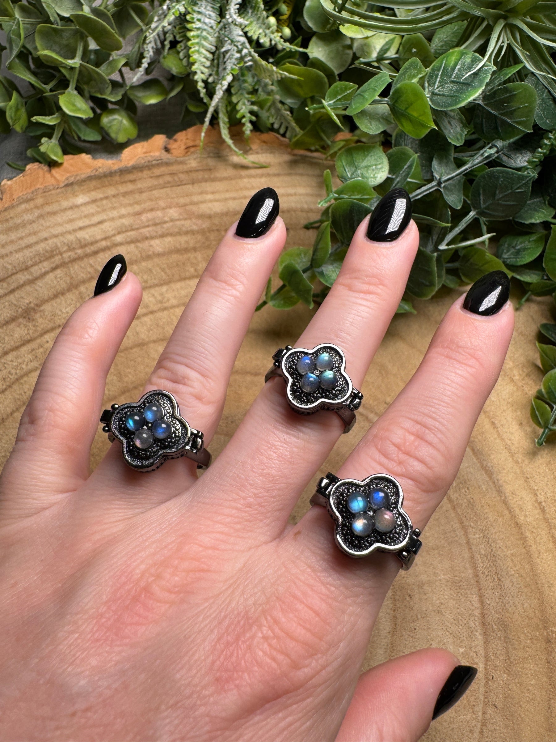 Labradorite Locket Ring Adjustable