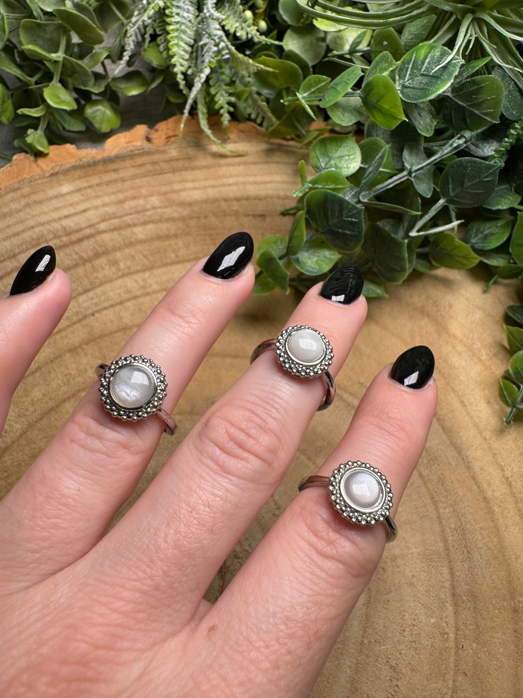 White Moonstone Ring Adjustable