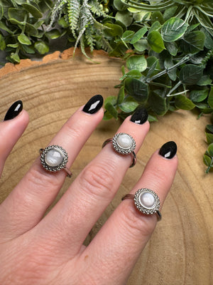 White Moonstone Ring Adjustable