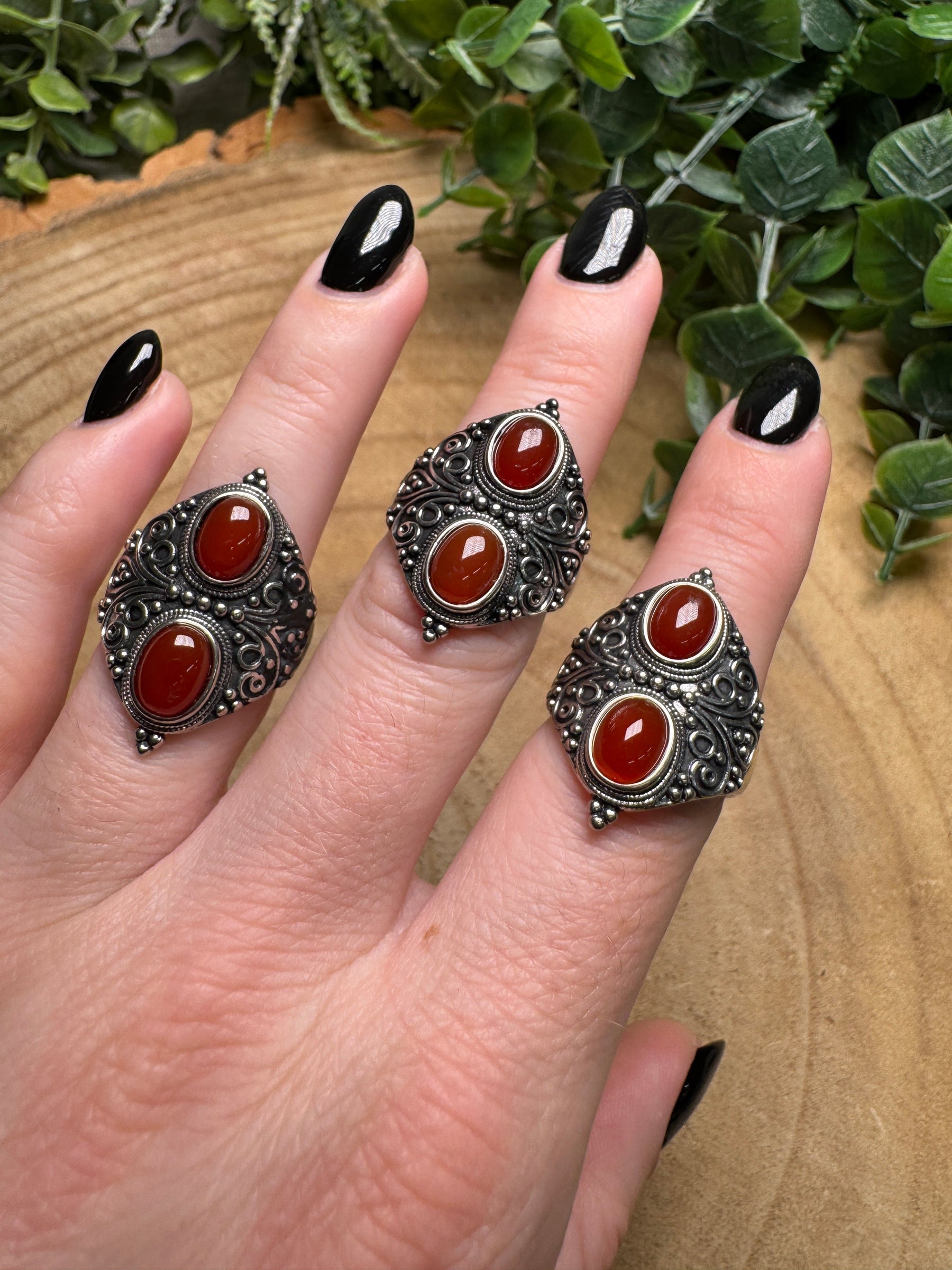 Red Agate Ring Adjustable