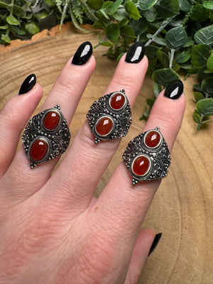 Red Agate Ring Adjustable