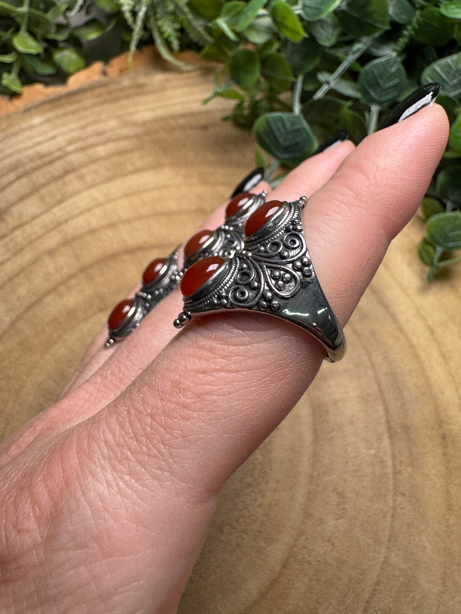 Red Agate Ring Adjustable