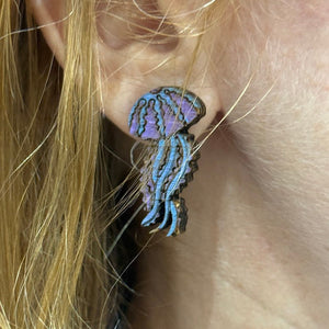 Jellyfish Wooden Earrings | Ocean Sea Life Jewelry