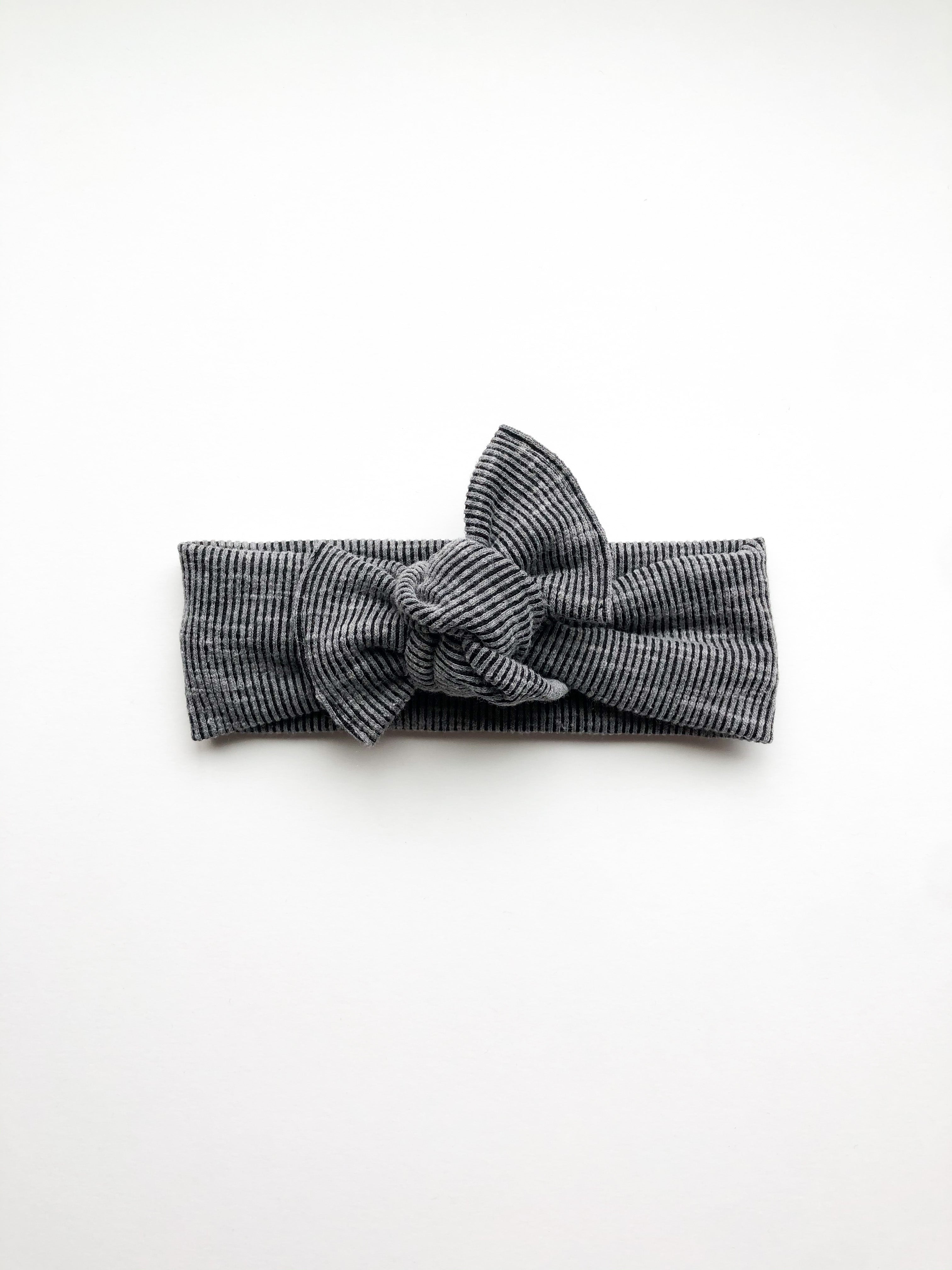 Black & Grey Ribbed Tie On Headwrap by Boosh Baby image 1