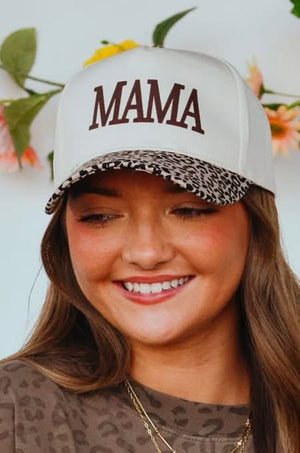 MAMA Leopard/Tan Canvas Trucker Hat