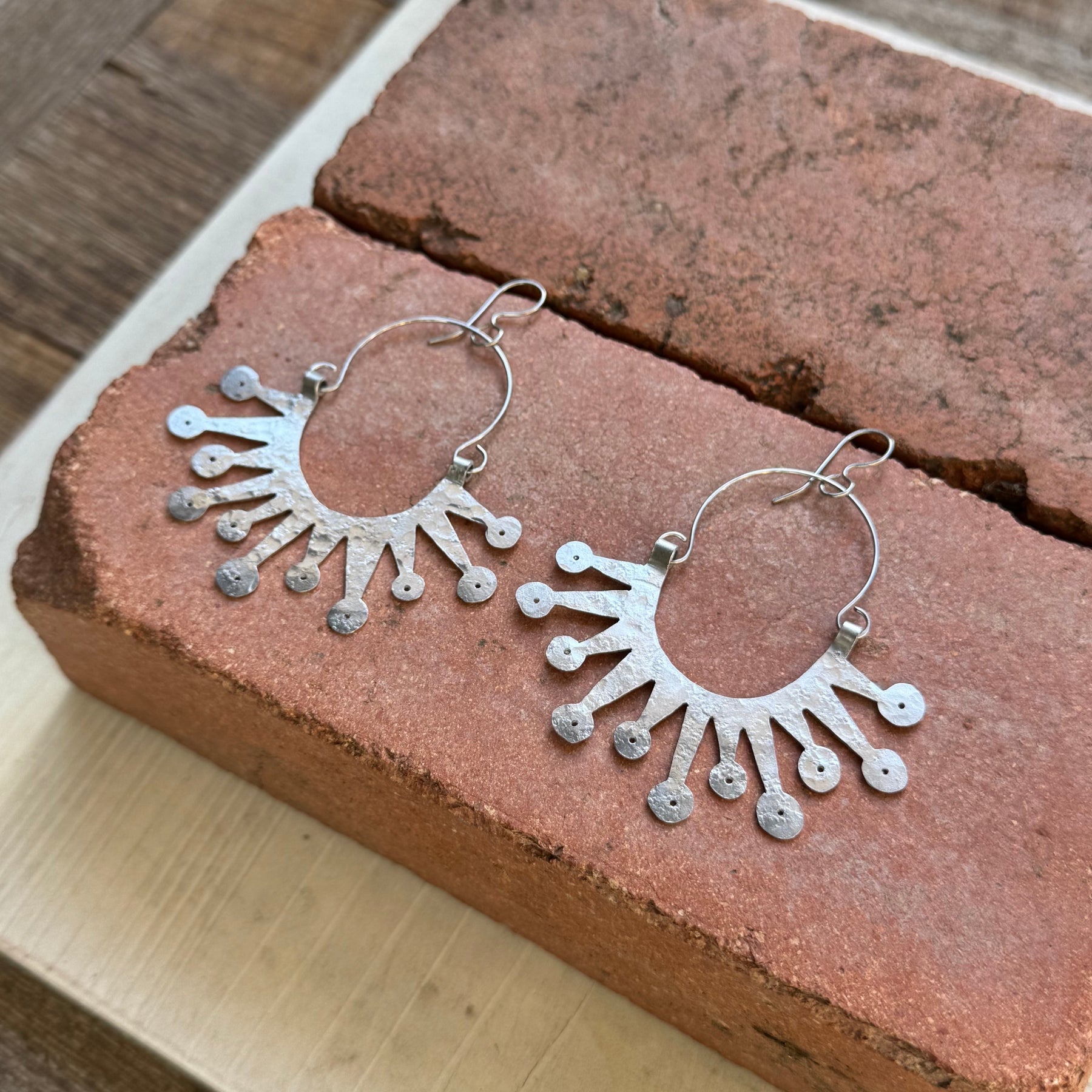 Atomic Sunburst Hoop Earrings: Mid Century Modern Inspired
