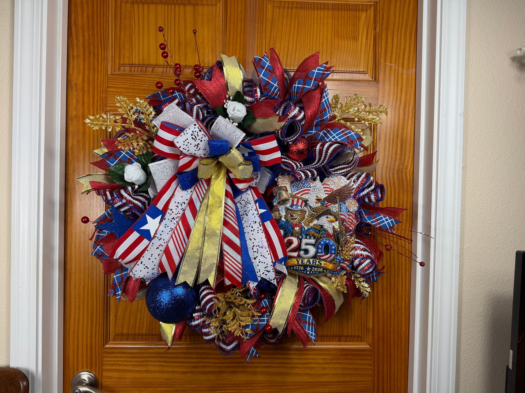 America 250 Celebration Wreath | 1776–2026 Patriotic Front Door Wreath | Handmade USA Bicentennial Decor | Fourth of July Wreath | Limited Edition Americana Wreath