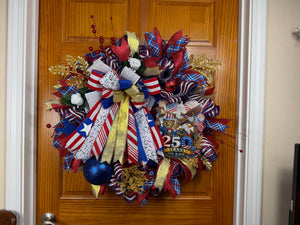 America 250 Celebration Wreath | 1776–2026 Patriotic Front Door Wreath | Handmade USA Bicentennial Decor | Fourth of July Wreath | Limited Edition Americana Wreath