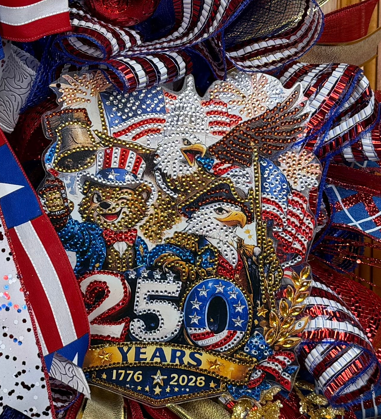 America 250 Celebration Wreath | 1776–2026 Patriotic Front Door Wreath | Handmade USA Bicentennial Decor | Fourth of July Wreath | Limited Edition Americana Wreath