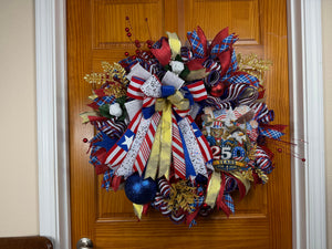 America 250 Celebration Wreath | 1776–2026 Patriotic Front Door Wreath | Handmade USA Bicentennial Decor | Fourth of July Wreath | Limited Edition Americana Wreath