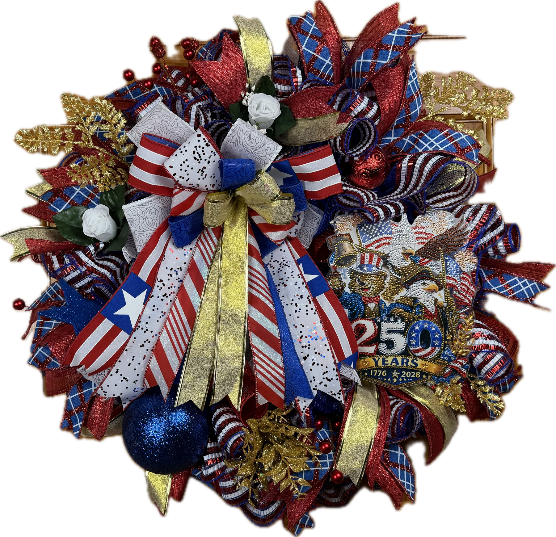 America 250 Celebration Wreath | 1776–2026 Patriotic Front Door Wreath | Handmade USA Bicentennial Decor | Fourth of July Wreath | Limited Edition Americana Wreath