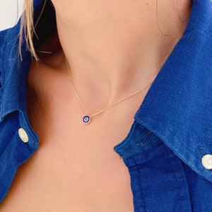 Delilah Evil Eye Necklace | Navy | Gold Vermeil