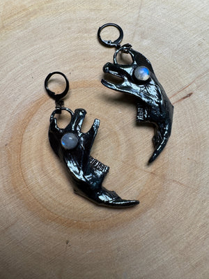 Scourge- Muskrat Jawbone and Moonstone Earrings