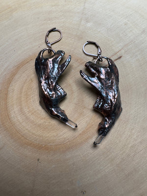 Beltharion- Muskrat Jawbone and Quartz Earrings