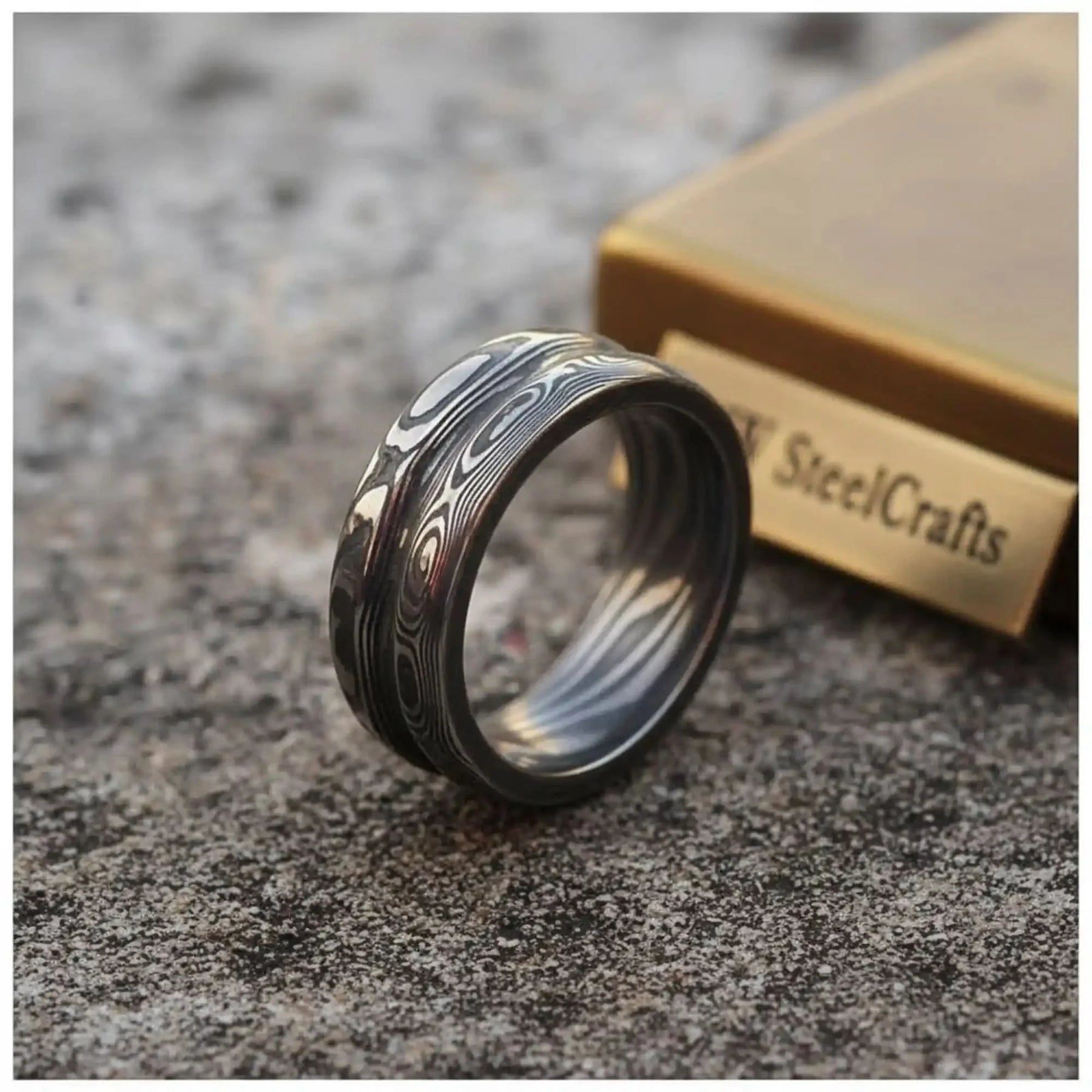 Handmade Damascus Steel Ring | Unisex Wedding Band Available in All Sizes by JW SteelCrafts