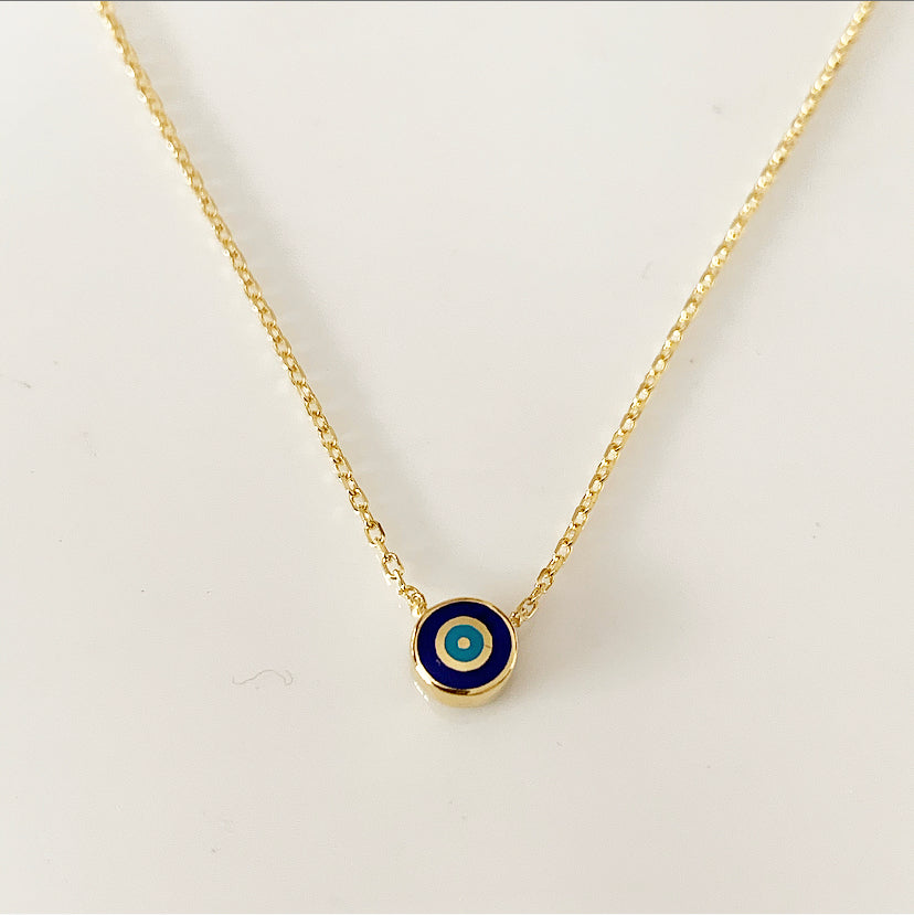 Delilah Evil Eye Necklace | Navy | Gold Vermeil