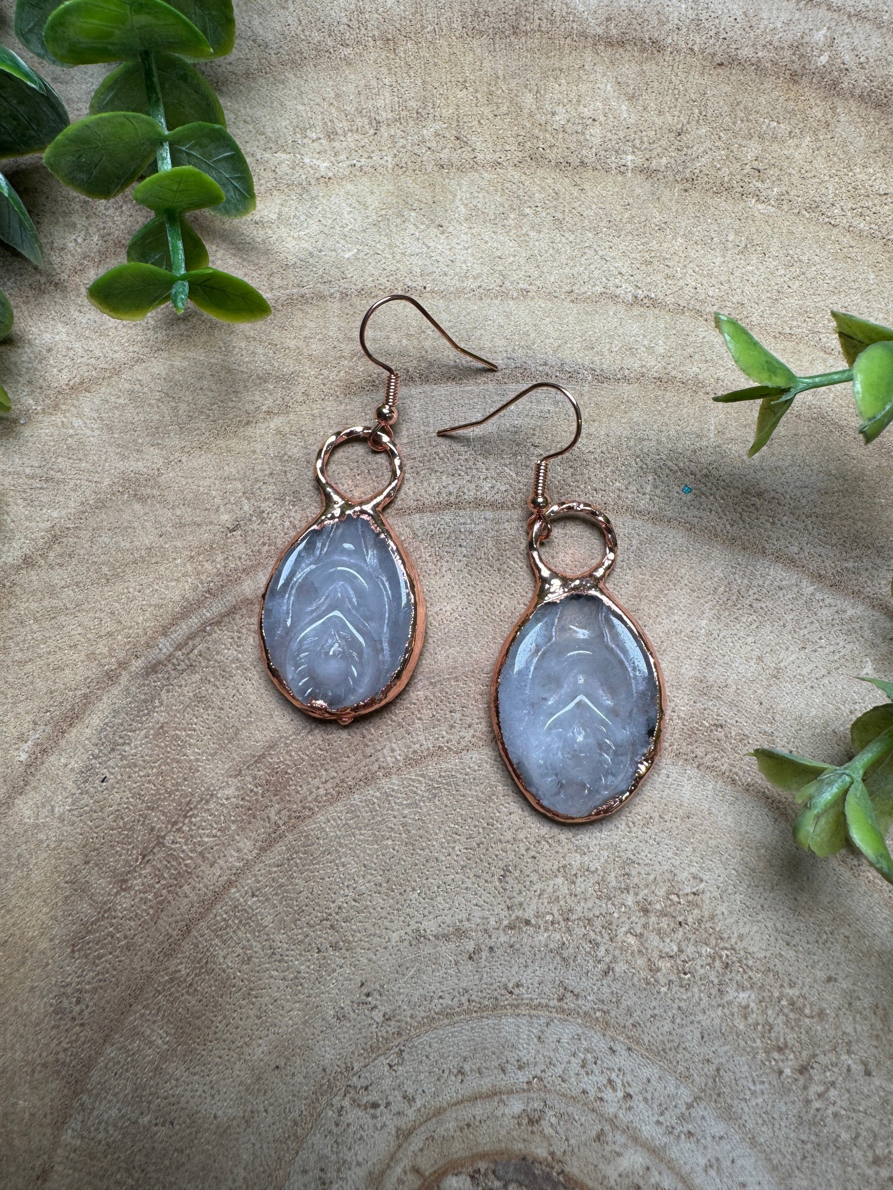 Clear Quartz Yoni Earrings