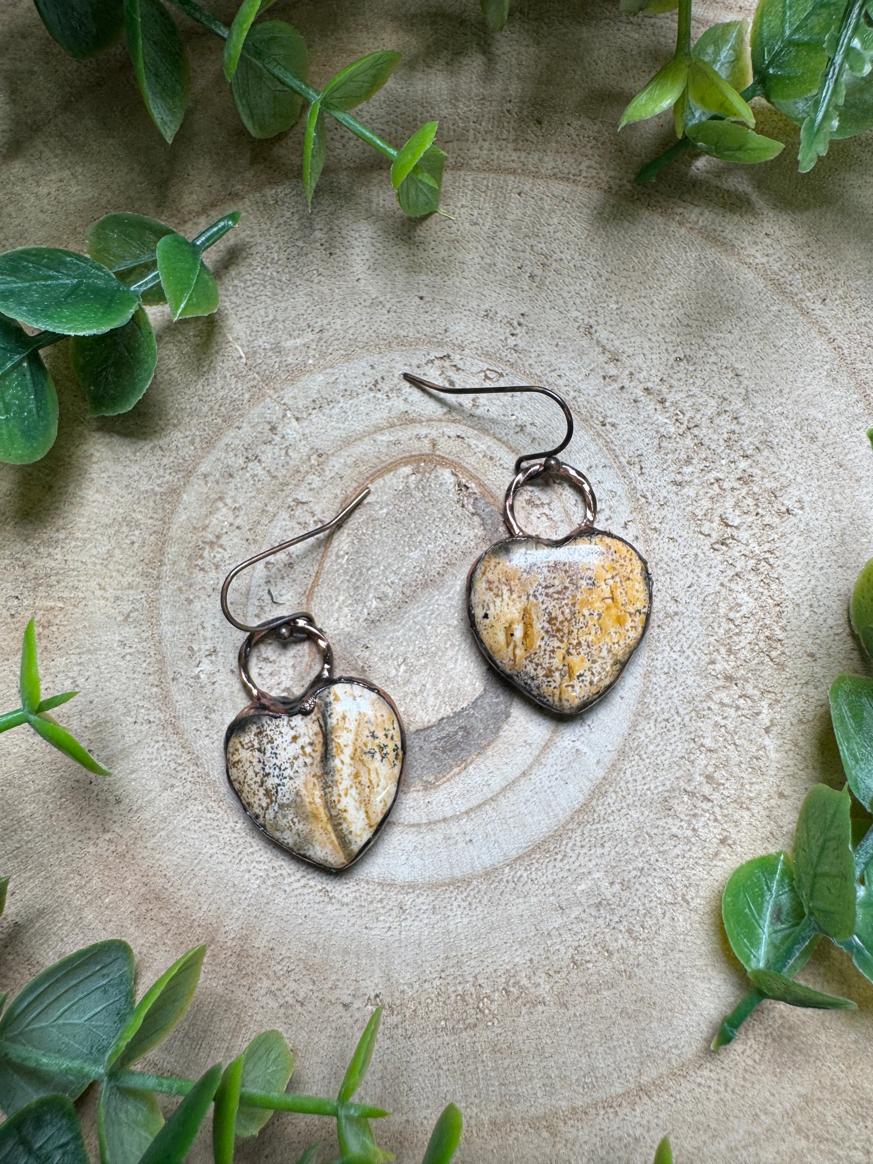 Landscape Jasper Heart Earrings