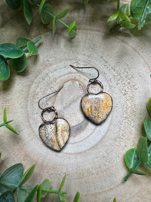 Landscape Jasper Heart Earrings