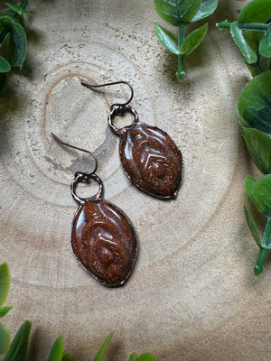 Goldstone Yoni Earrings