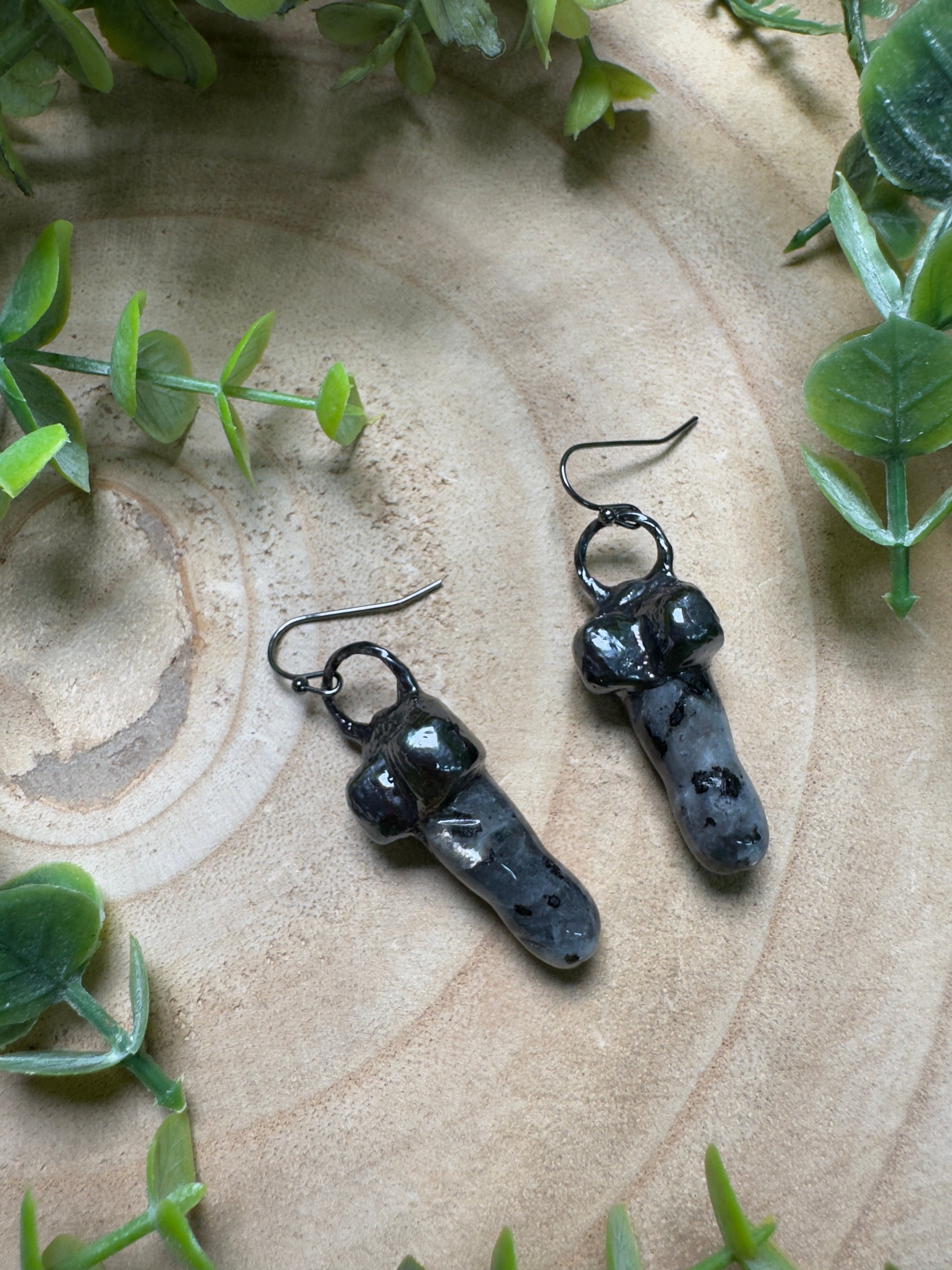 Larvikite Penis Earrings