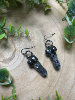 Larvikite Penis Earrings