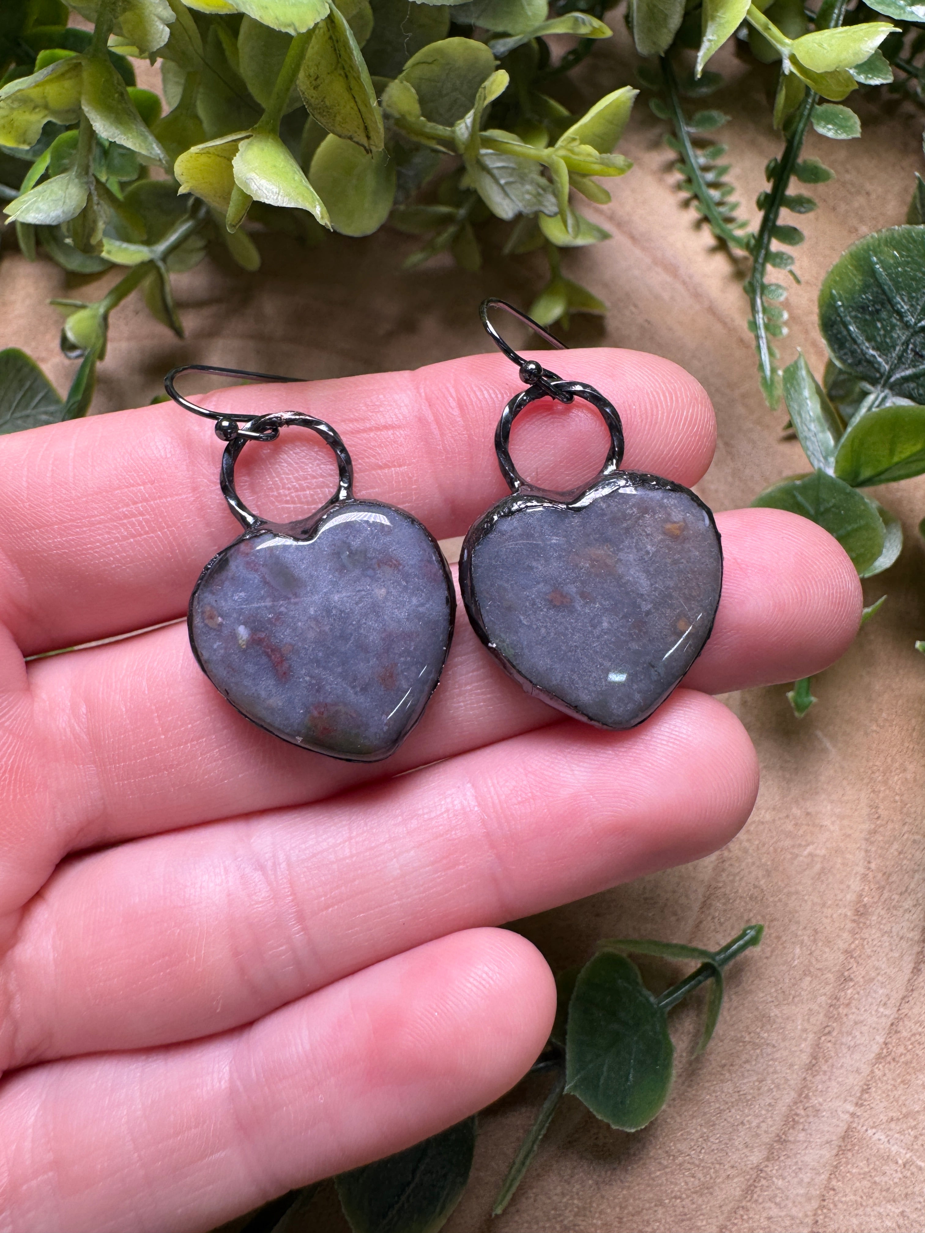 Ocean Jasper Heart Earrings