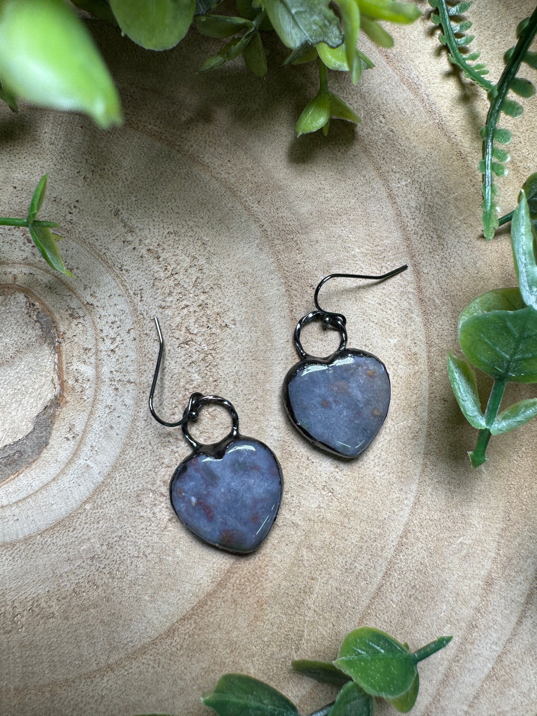 Ocean Jasper Heart Earrings