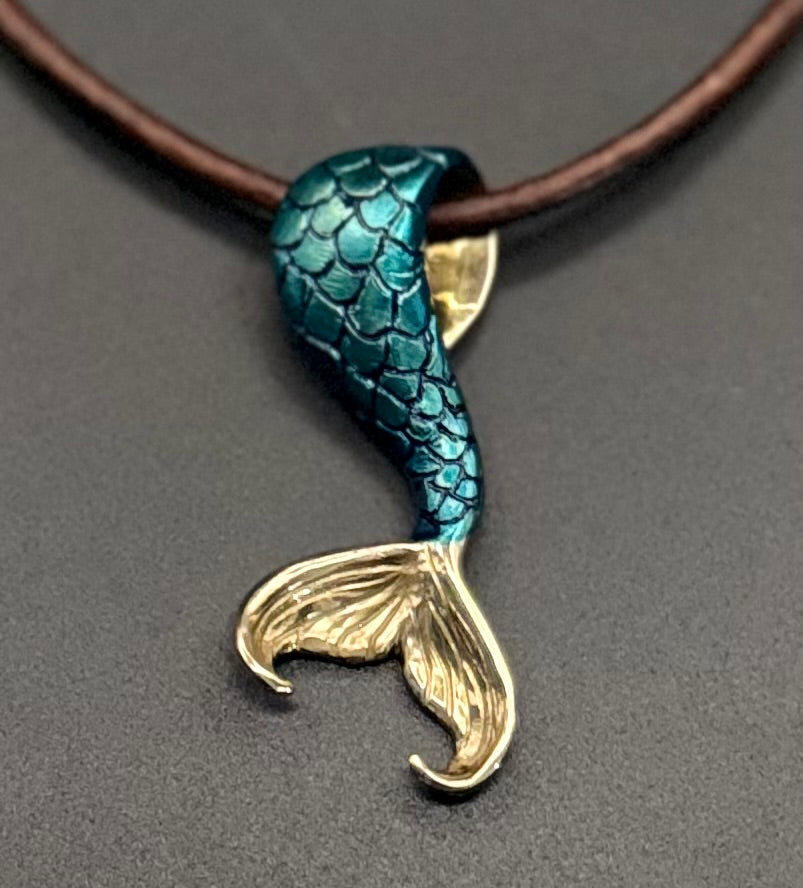 Bronze Mermaid Tail with Blue Top Patina
