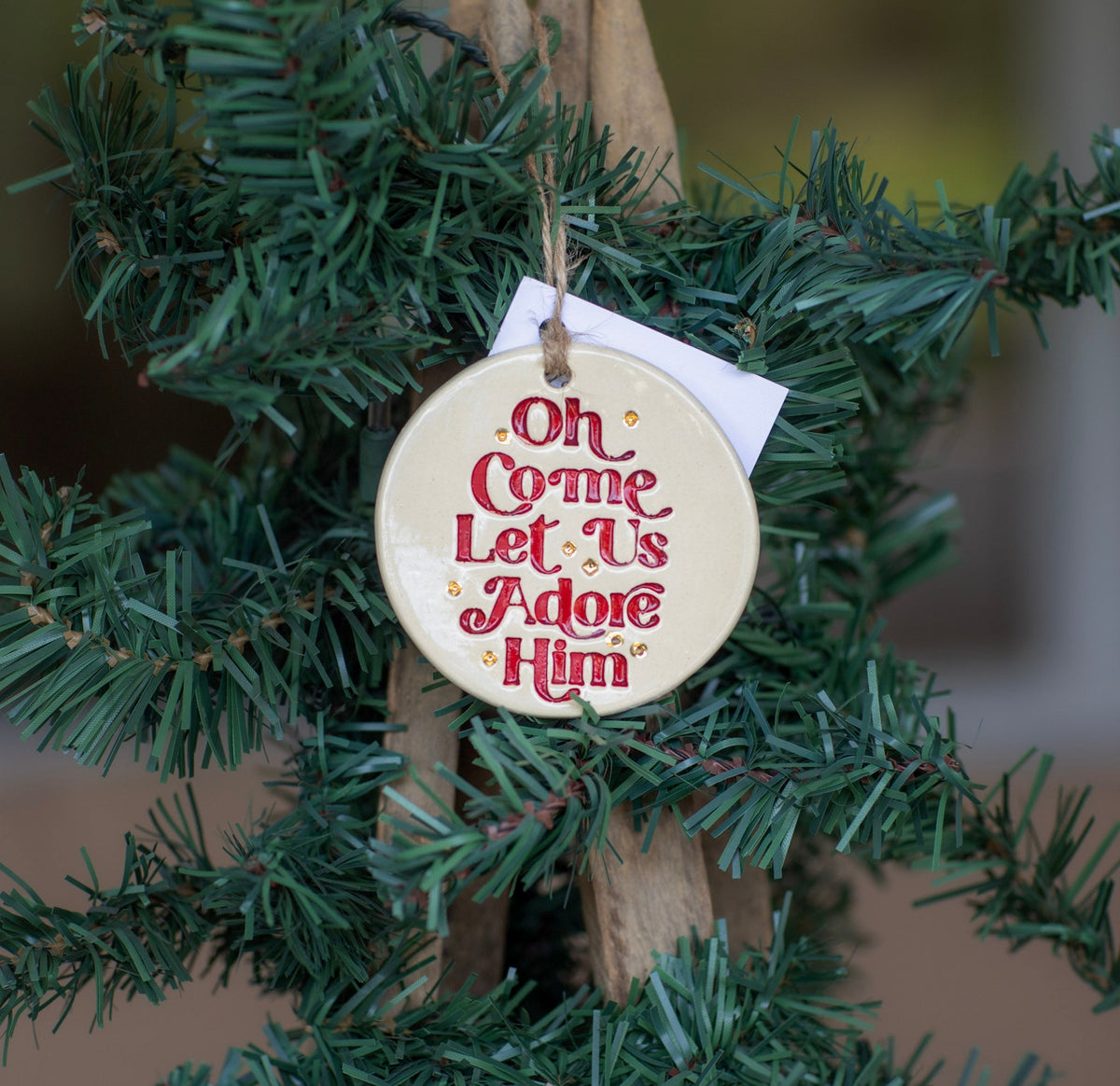 Prodigal Pottery O Come Let Us Adore Him Ceramic Ornament — product view 1