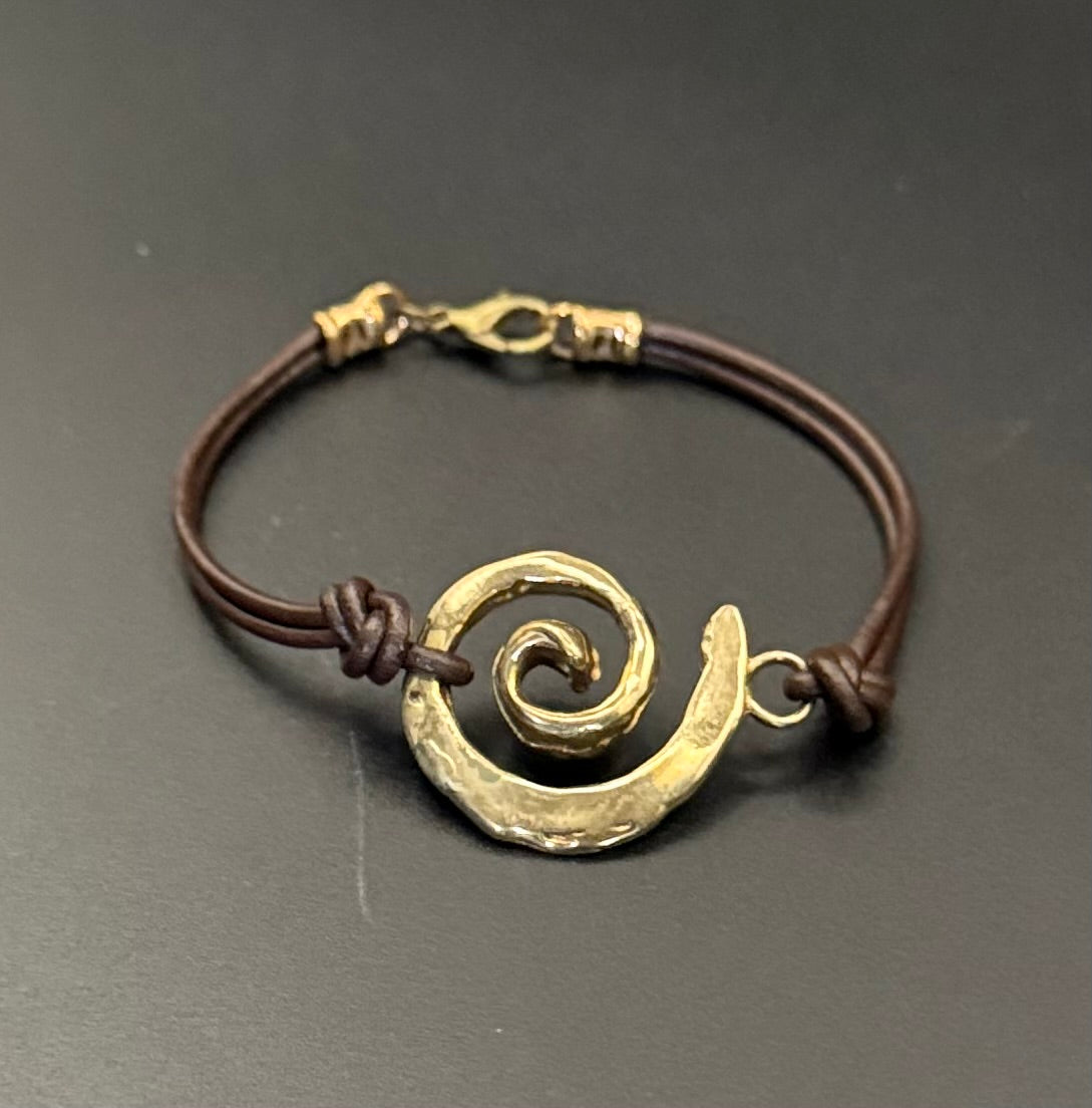 Bronze Spiral Leather Bracelet-BRBE1017
