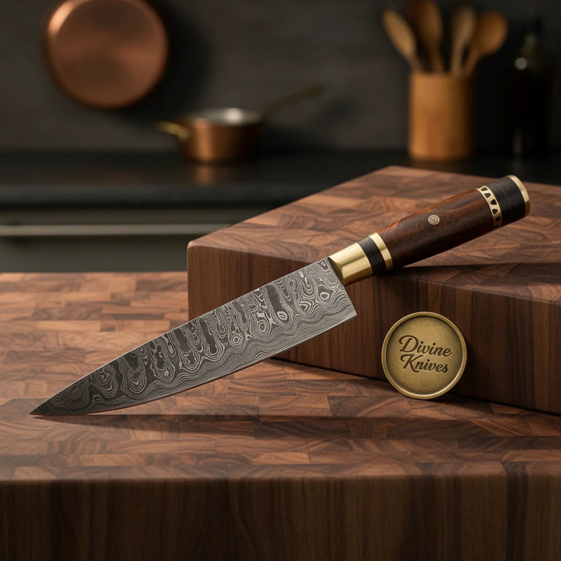 Bone Handle Damascus Santoku Chef Knife for a Traditional Artisan Finish