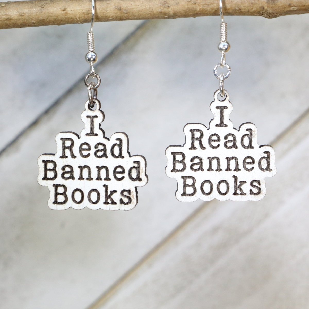 I Read Banned Books Wooden Earrings | Book Lover Literary Jewelry